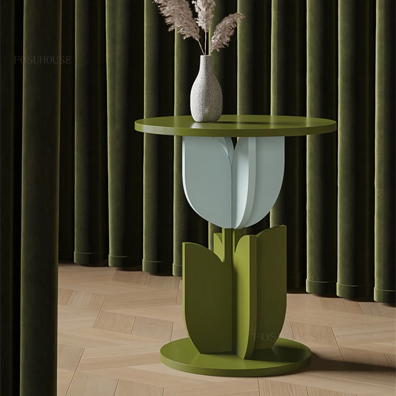 

Журнальные столики из массива дерева в скандинавском стиле, мебель для гостиной, современный минималистичный диван, боковой столик, креативный искусственный роскошный журнальный столик в виде тюльпана