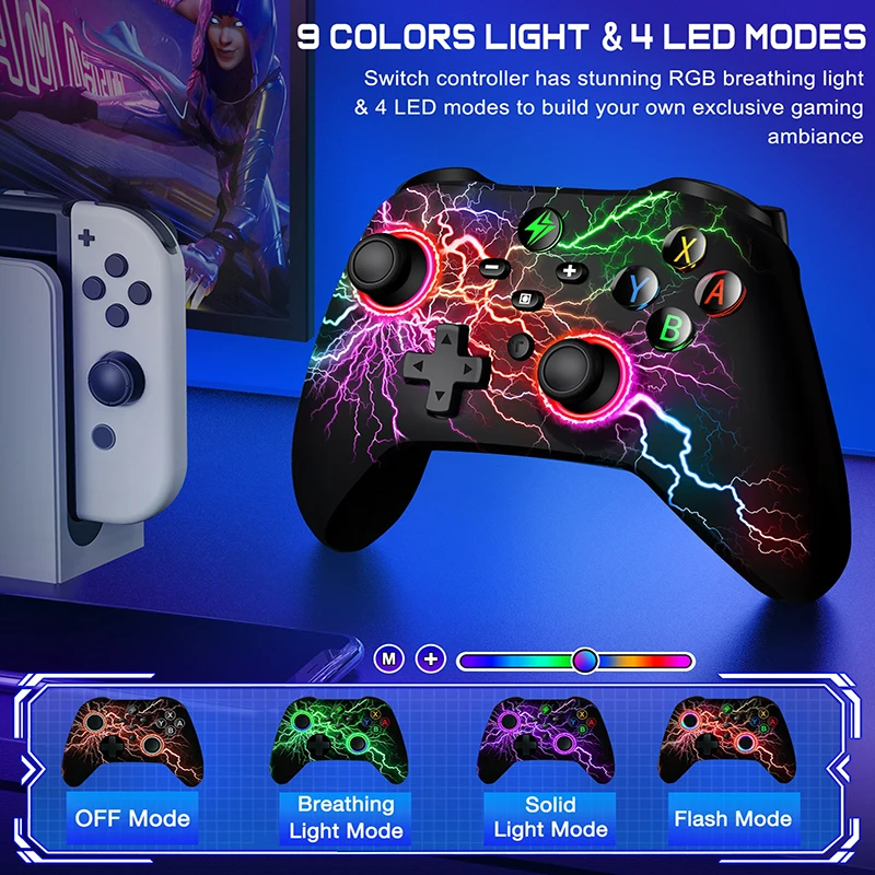 Беспроводной контроллер RGB для Nintendo Switch/Switch OLED/Switch Lite/Android/IOS с программируемыми клавишами, проводной геймпад для ПК
Беспроводной контроллер RGB для Nintendo Switch/Switch OLED/Switch Lite/Android/IOS с программируемыми клавишами, проводной геймпад для ПК