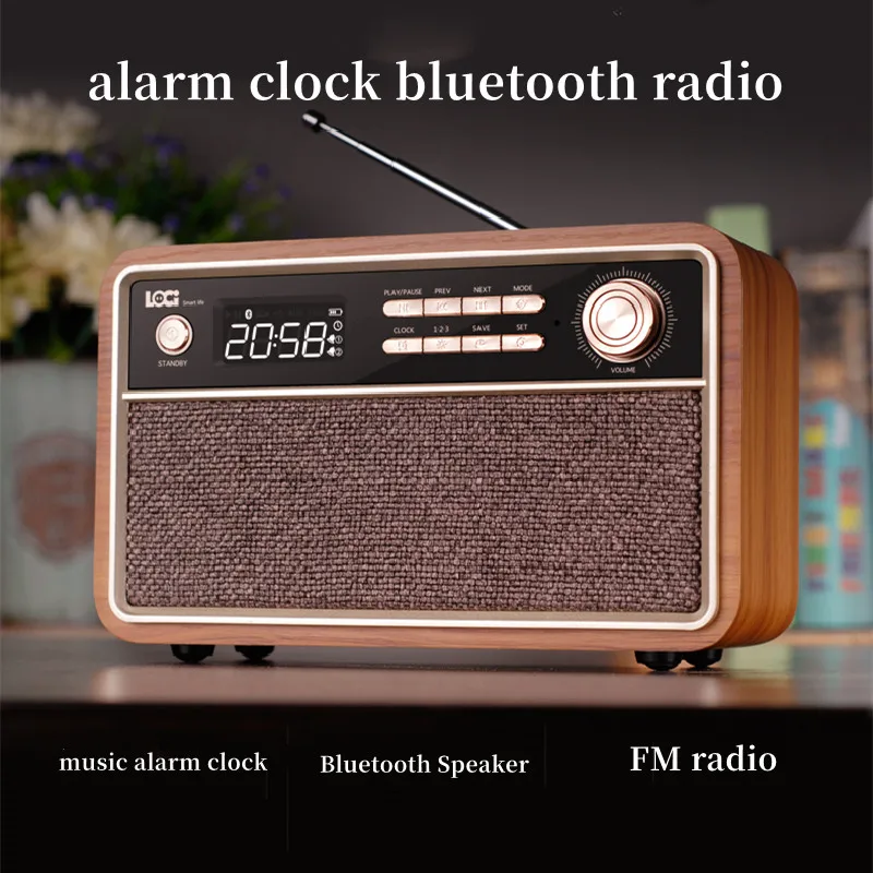 Retro Wooden Alarm Clock Bluetooth Speaker Portable Multi functional Radio Stereo LED Display Card Boombox Mp3 Music Player
Retro Wooden Alarm Clock Bluetooth Speaker Portable Multi functional Radio Stereo LED Display Card Boombox Mp3 Music Player
