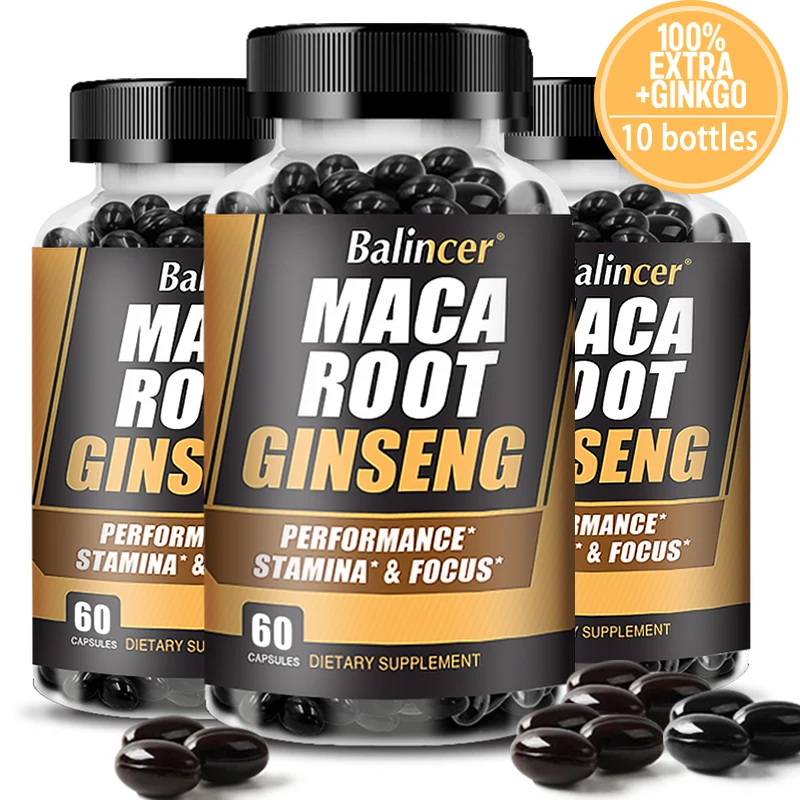 

Balincer Maca Root Capsules (with Black Maca) + Red Ginseng Extract for Reproductive Health & Natural Energy, Mood & Performance