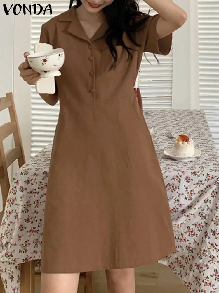 VONDA Stylish Fashion Women Half Sleeve Lapel Sundress Female Party Vestidos Short Robe Button Up Tunic Holiday Dress Oversized
VONDA Stylish Fashion Women Half Sleeve Lapel Sundress Female Party Vestidos Short Robe Button Up Tunic Holiday Dress Oversized