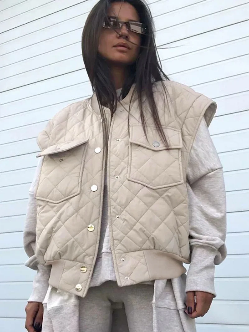 2022 Winter Women Vests Casual Streetwear Argyle Stand Collar Single Breasted Cotton Coats Waistcoat Female Sleeveless Jackets
2022 Winter Women Vests Casual Streetwear Argyle Stand Collar Single Breasted Cotton Coats Waistcoat Female Sleeveless Jackets