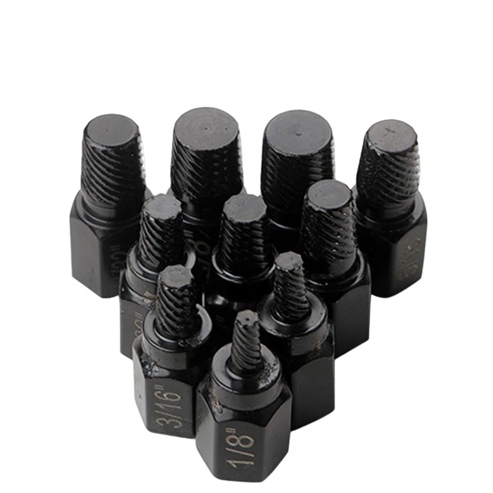 10Pcs/Set Damaged Bolts Nuts Screws Remover Extractor Removal Tool Set Threading Tool Kit Black Nuts Bolt Removal Kit
10Pcs/Set Damaged Bolts Nuts Screws Remover Extractor Removal Tool Set Threading Tool Kit Black Nuts Bolt Removal Kit