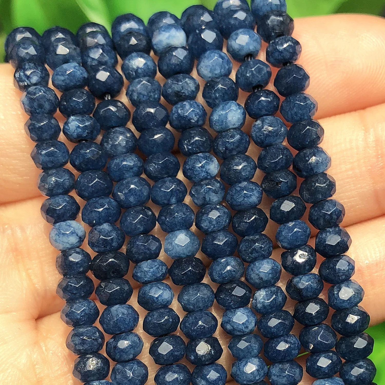 

3x5mm Dark Blue Chalcedony Faceted Rondelle Stone Beads Natural Loose Spacer Beads for Jewelry Making Diy Bracelet Earrings