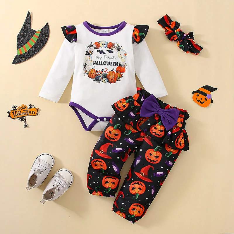 Halloween Cosplay Clothing Suit Long Sleeved Cotton Pumpkin Print Jumpsuit+Pants+Hair Band Toddler Baby Girl Clothes Set
Halloween Cosplay Clothing Suit Long Sleeved Cotton Pumpkin Print Jumpsuit+Pants+Hair Band Toddler Baby Girl Clothes Set