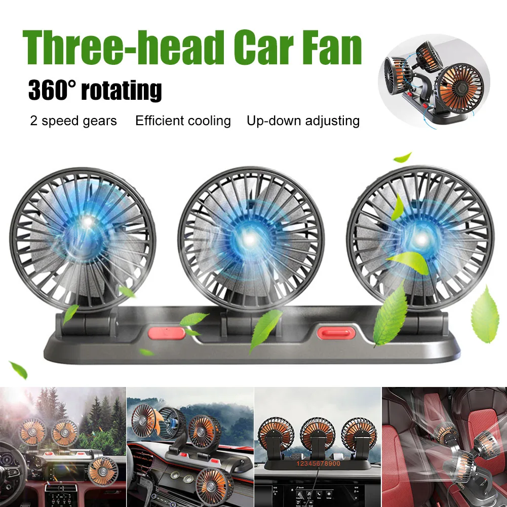 Universal Car Fan Triple-Head 5V/12V/24V Car Cooling Fan 360-Degree Adjustable 2 Gear with Aroma Diffuser for Car Truck Home
Universal Car Fan Triple-Head 5V/12V/24V Car Cooling Fan 360-Degree Adjustable 2 Gear with Aroma Diffuser for Car Truck Home