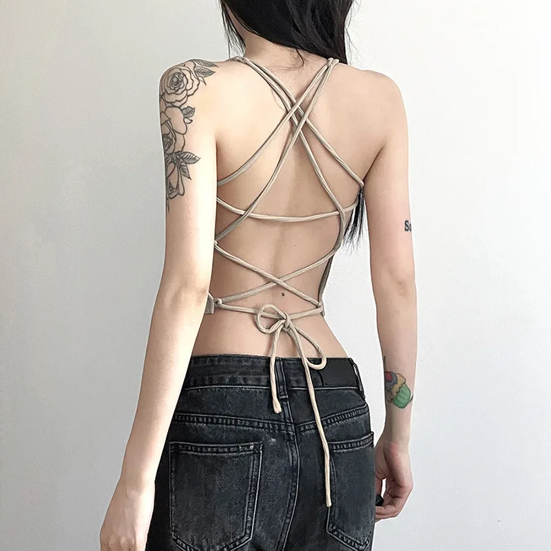 High Quality 2023 Women Sleeveless Bandage Backless Street T-shirt Sexy Crop Top Clothes Spring Summer Tank Top Y2k Corset Top
High Quality 2023 Women Sleeveless Bandage Backless Street T-shirt Sexy Crop Top Clothes Spring Summer Tank Top Y2k Corset Top