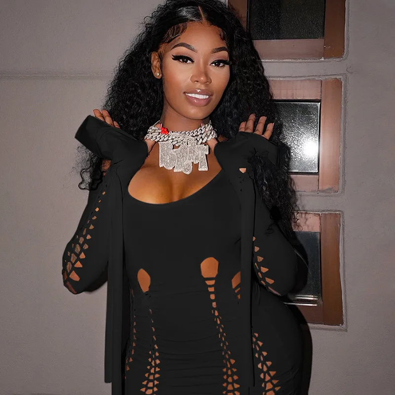 Элегантное однотонное платье с длинным рукавом и потертостями для женщин, весеннее сексуальное платье с вырезами для ночного клуба Вечерни...
Элегантное однотонное платье с длинным рукавом и потертостями для женщин, весеннее сексуальное платье с вырезами для ночного клуба Вечерни...