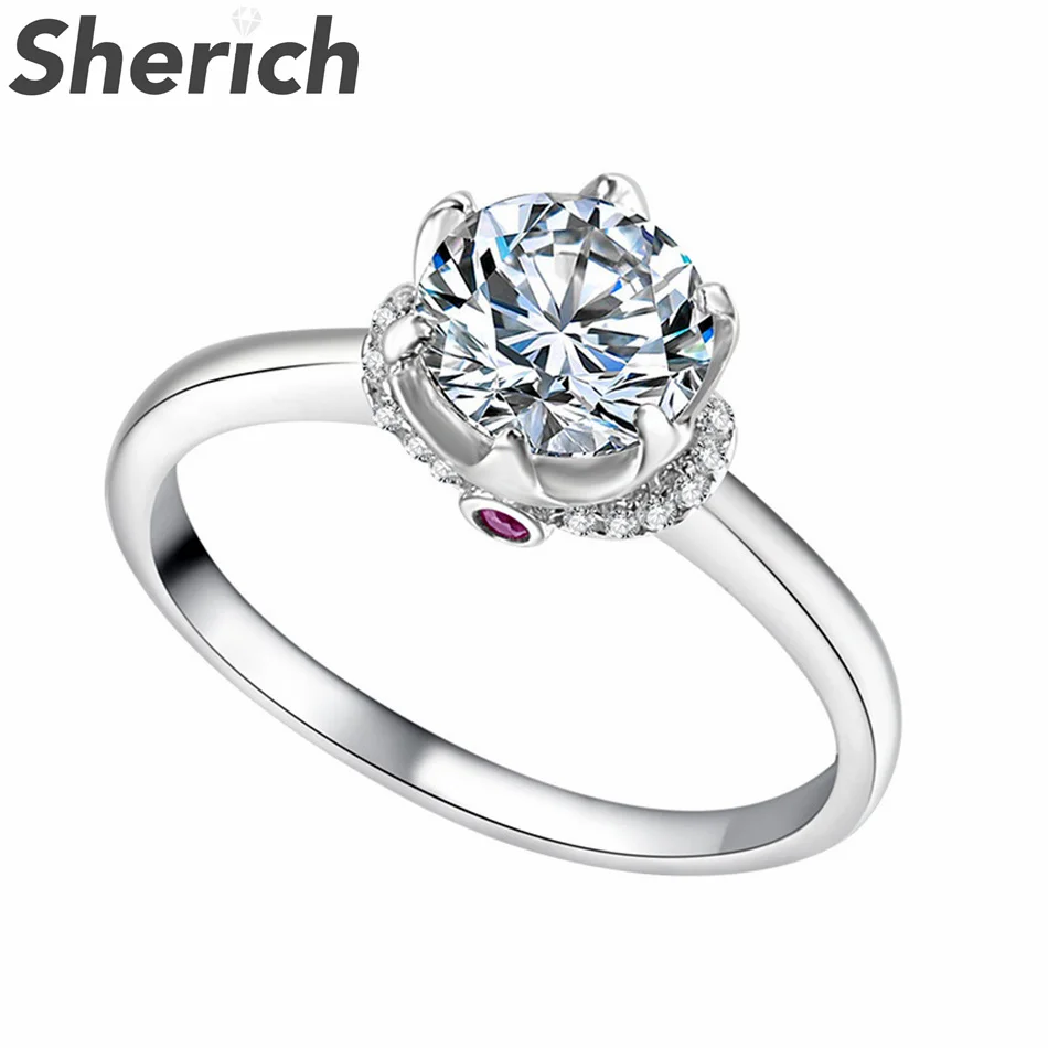 

Sherich инкрустированное розовым драгоценным камнем 1 карат искусственное серебряное изысканное Сверкающее кольцо с короной женское ювелирное изделие ט925