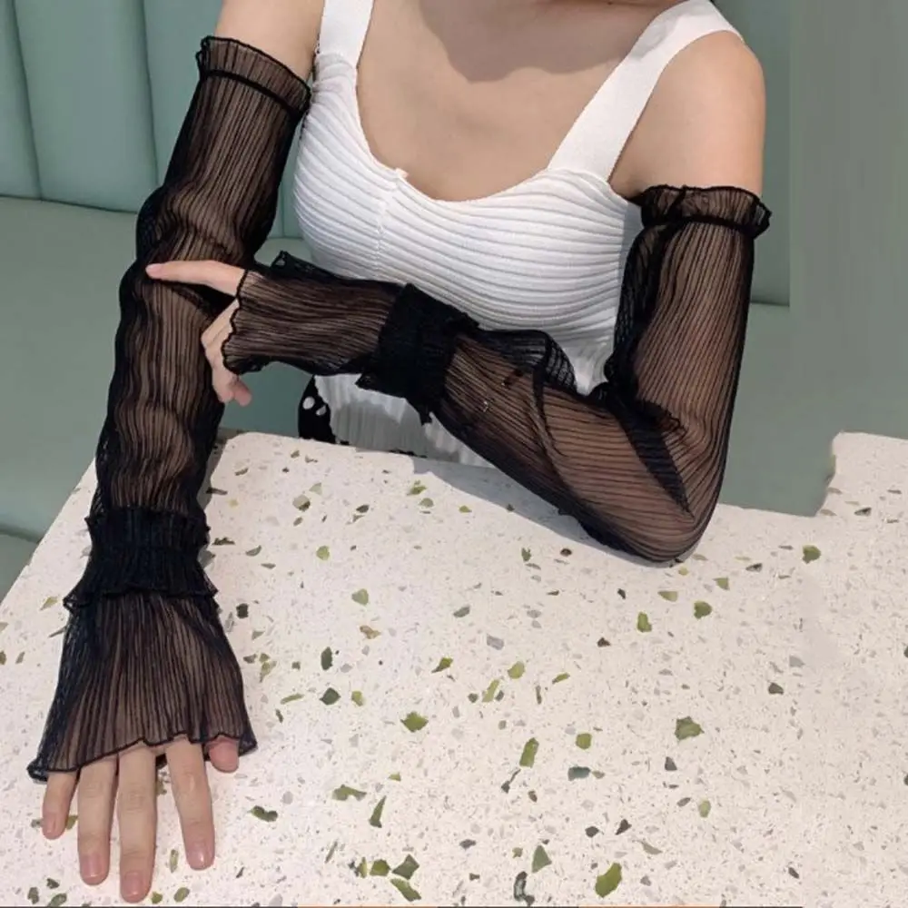 Women Arm Warmers Pleated Yarn Long Breathable Sunscreen Driving Arm Sleeve Fingerless Gloves sexy lace glove Solid White
Women Arm Warmers Pleated Yarn Long Breathable Sunscreen Driving Arm Sleeve Fingerless Gloves sexy lace glove Solid White