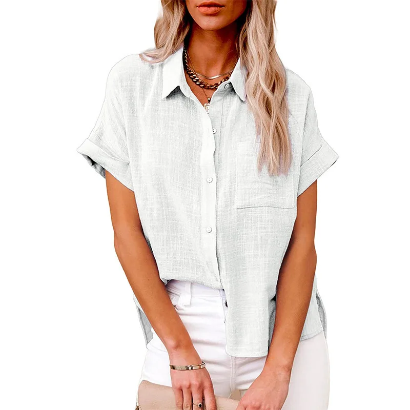 Women's T-shirt Spring and Summer 2023 New Fashion Casual Top Cotton Pocket Short Sleeve Shirt Button T-shirt
Women's T-shirt Spring and Summer 2023 New Fashion Casual Top Cotton Pocket Short Sleeve Shirt Button T-shirt