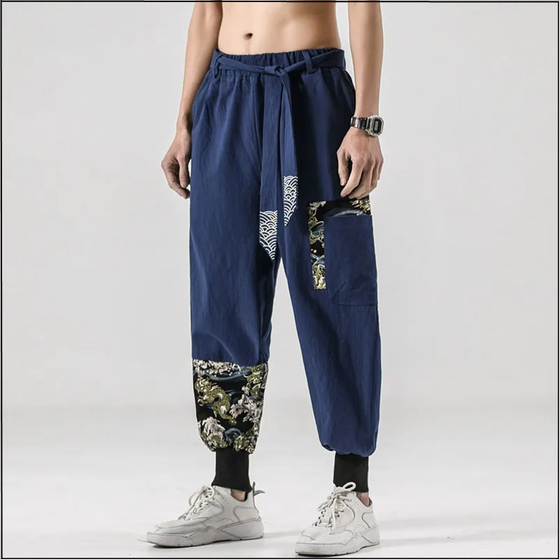 Japanese kimono Men Cotton Linen Samurai Costume Ukiyo-e Print Belt Retro Harem Pants Haori Baggy Trousers Harajuku Hip Hop
Japanese kimono Men Cotton Linen Samurai Costume Ukiyo-e Print Belt Retro Harem Pants Haori Baggy Trousers Harajuku Hip Hop