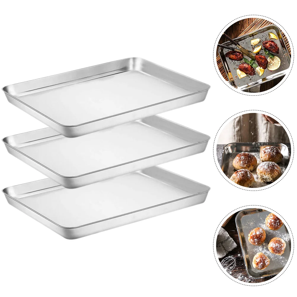 3 Pcs Baking Plate Cookie Tray Fruit Grill Pan Serving 430 Stainless Steel Rectangular Dessert Dish Banquet Roasting
3 Pcs Baking Plate Cookie Tray Fruit Grill Pan Serving 430 Stainless Steel Rectangular Dessert Dish Banquet Roasting