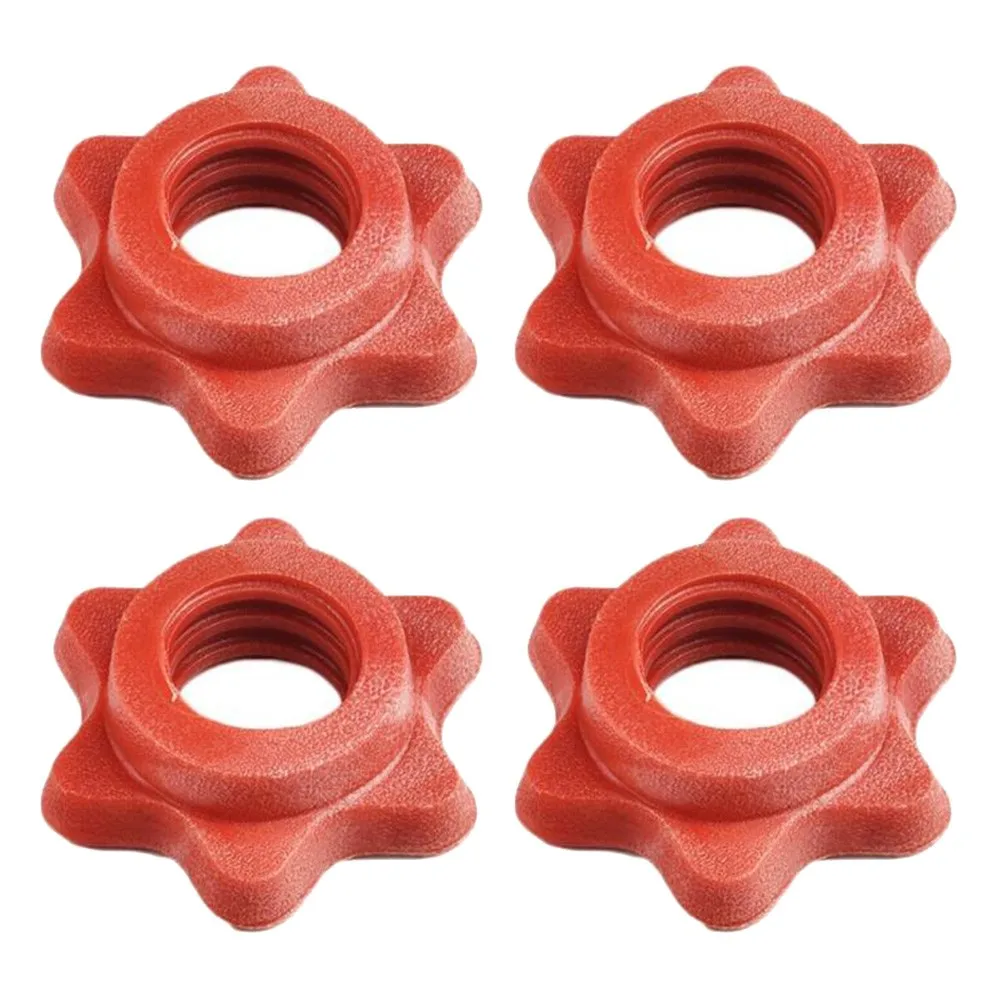 

25mm(1\\\\\\\\\\\\\\\") Dumbbell Nut 4pc Bar Barbell Check Clips Collars Dumbbell Lock Nut Plastic Red Screw Spinlock Weight