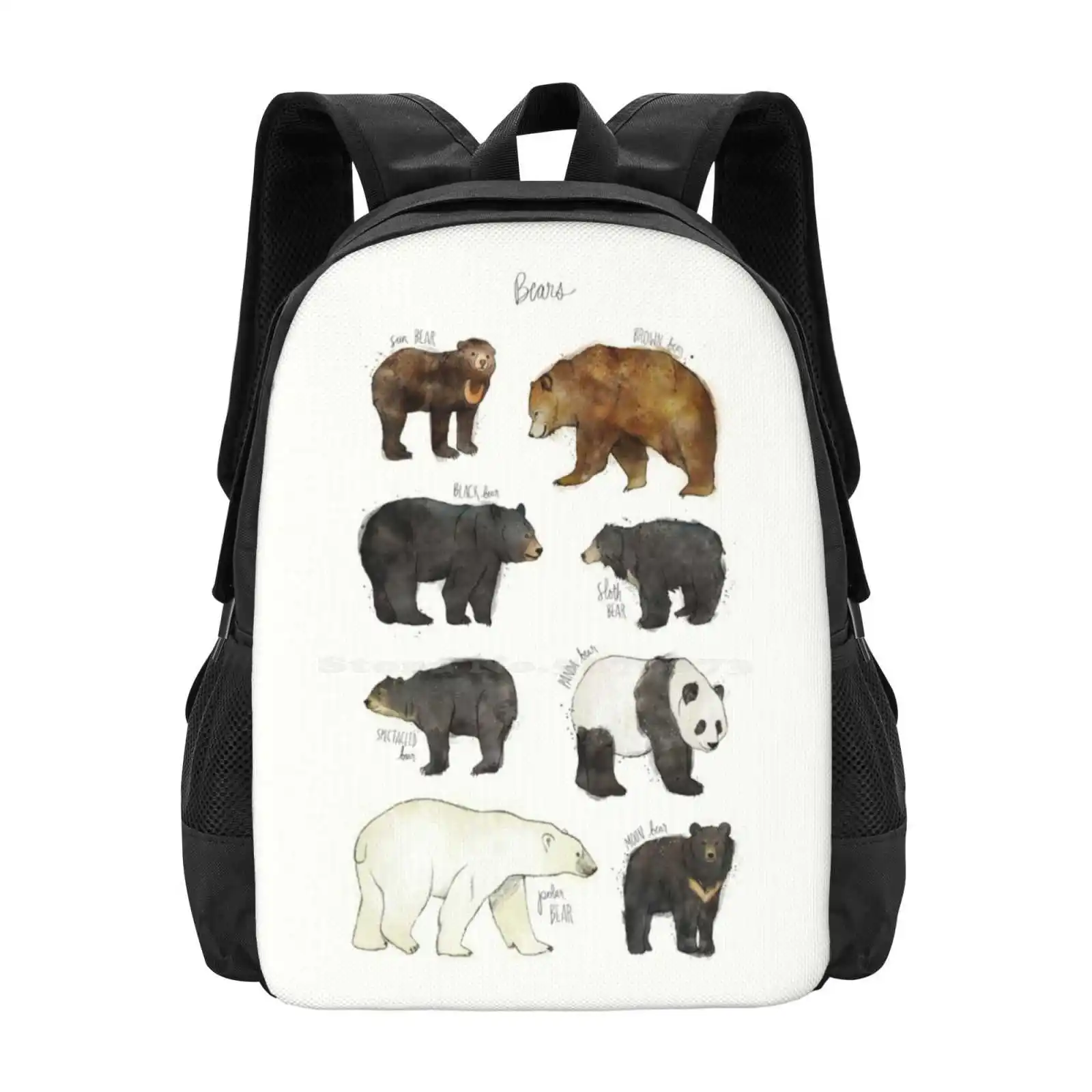 

Bears Hot Sale Backpack Fashion Bags Bears Nature Animals Wildlife Wilderness Fauna Forest Woodland Creature Sun Moon Black