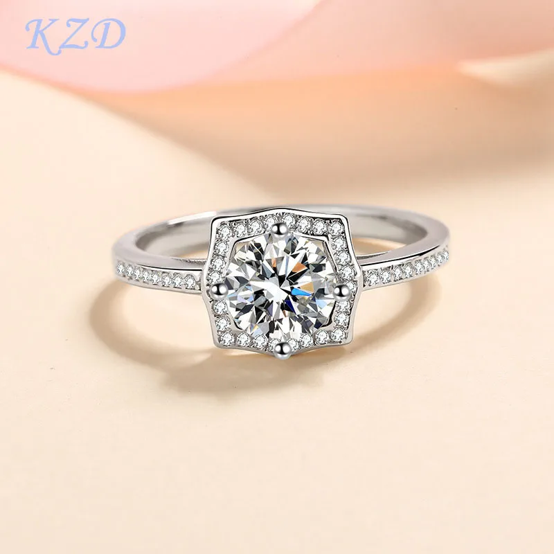 

KZD Fashion Ladies S925 Silver Cold Sex Moissanite Ring Girlfriend Birthday Anniversary Women's Day Surprise Gift