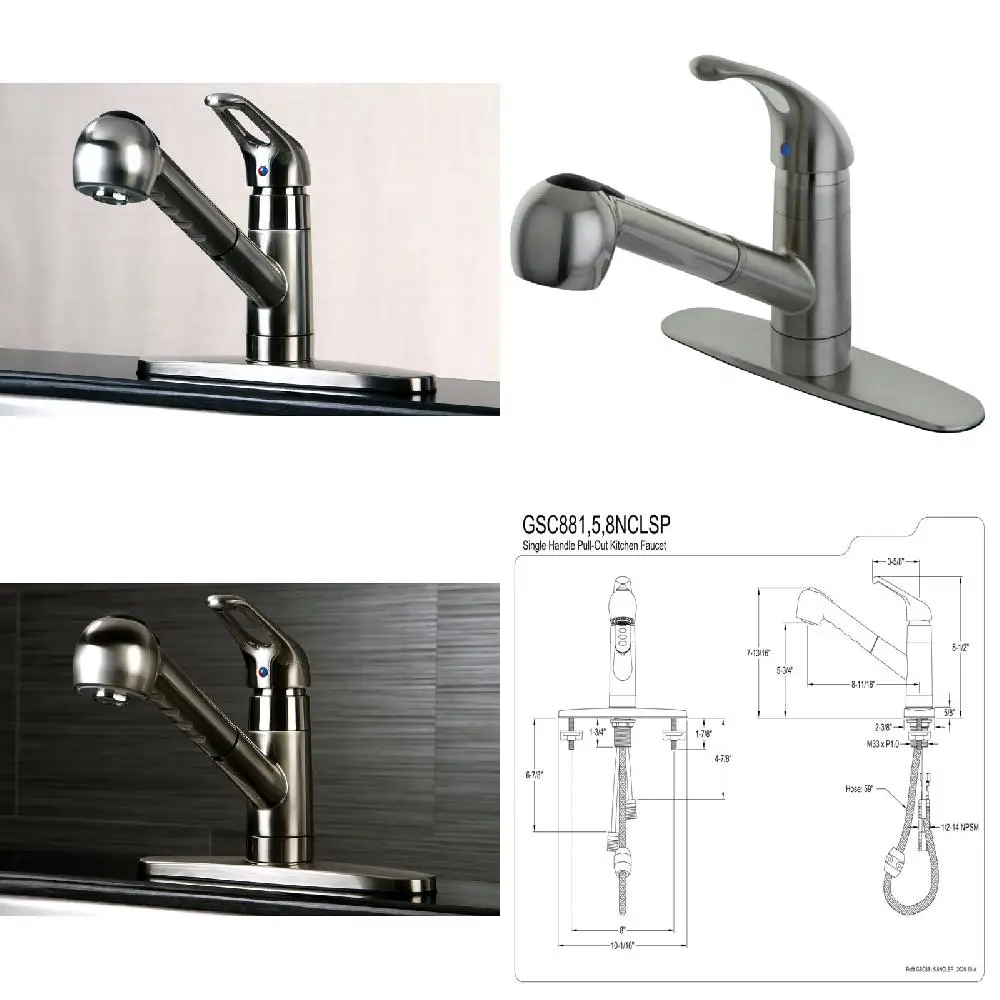 Chic and Elegant GSC888NCLSP Brushed Nickel Single-Handle Pull-Out Sprayer Kitchen Faucet, Easy Installation and Convenience.
Chic and Elegant GSC888NCLSP Brushed Nickel Single-Handle Pull-Out Sprayer Kitchen Faucet, Easy Installation and Convenience.