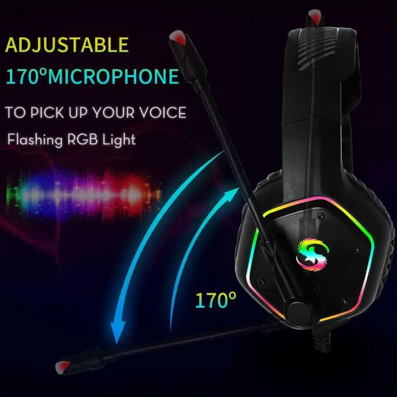 E1000 Gaming Headphones With Noise Cancelling Microphone RGB Light 7.1 Surround Sound Wired Gaming Headset Gamer For PS
E1000 Gaming Headphones With Noise Cancelling Microphone RGB Light 7.1 Surround Sound Wired Gaming Headset Gamer For PS
