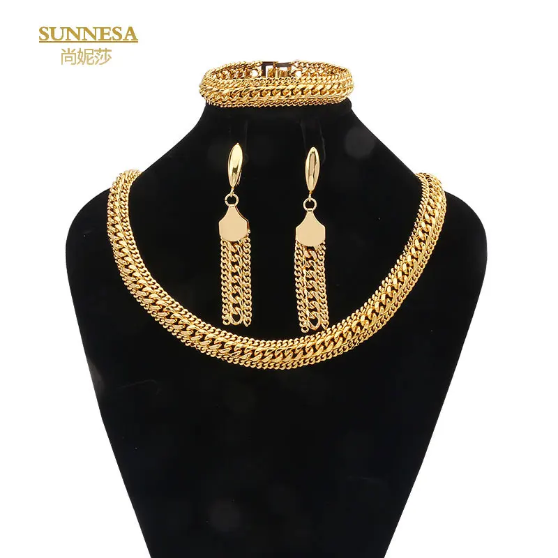 SUNNESA High Quality Italian 18k Gold Plated Openwork Round Necklace Long Tassel Earrings Gold Color Dubai Jewelry Sets
SUNNESA High Quality Italian 18k Gold Plated Openwork Round Necklace Long Tassel Earrings Gold Color Dubai Jewelry Sets