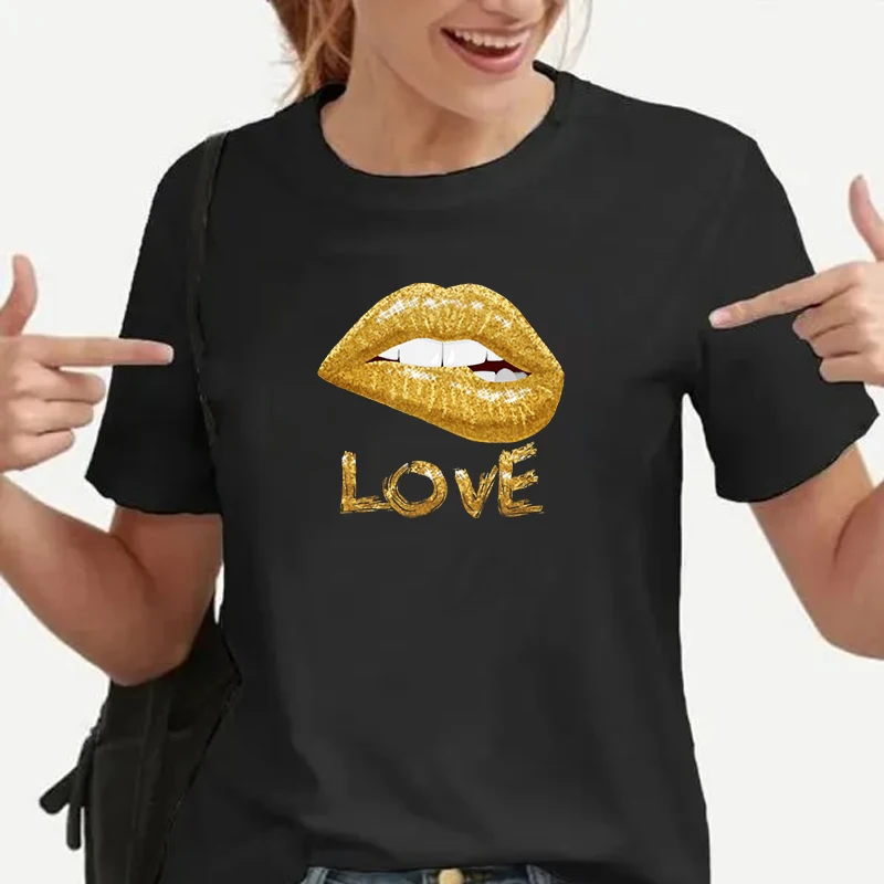 Women's T-shirt Letter Love Print Short Sleeve Casual Basic Street Black And White Round Neck Top For Girls
Women's T-shirt Letter Love Print Short Sleeve Casual Basic Street Black And White Round Neck Top For Girls