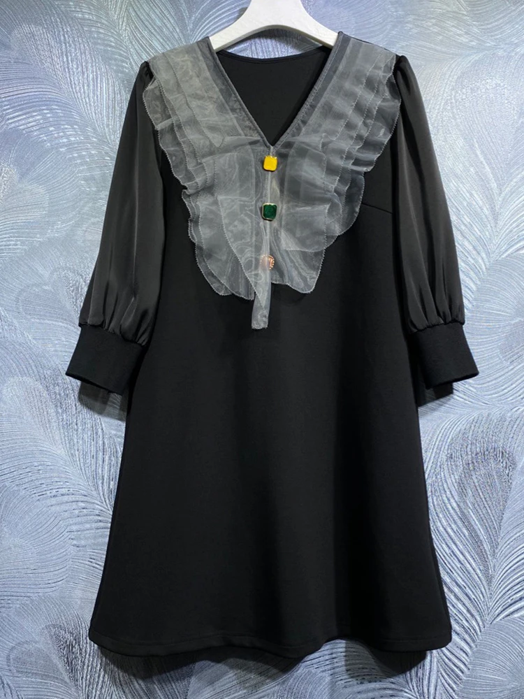 Seifrmann High Quality Spring Women Fashion Designer Mini Dress Lantern Sleeve Ruffles High Waist Black Print Dresses Vestidos
Seifrmann High Quality Spring Women Fashion Designer Mini Dress Lantern Sleeve Ruffles High Waist Black Print Dresses Vestidos