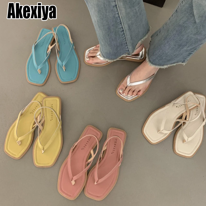 

2023 Summer New Brand Women Sandals Fashion Clip Toe Soft Sole Flats Shoes Ladies Comfort Elegant Beach Sandalias Mujeps