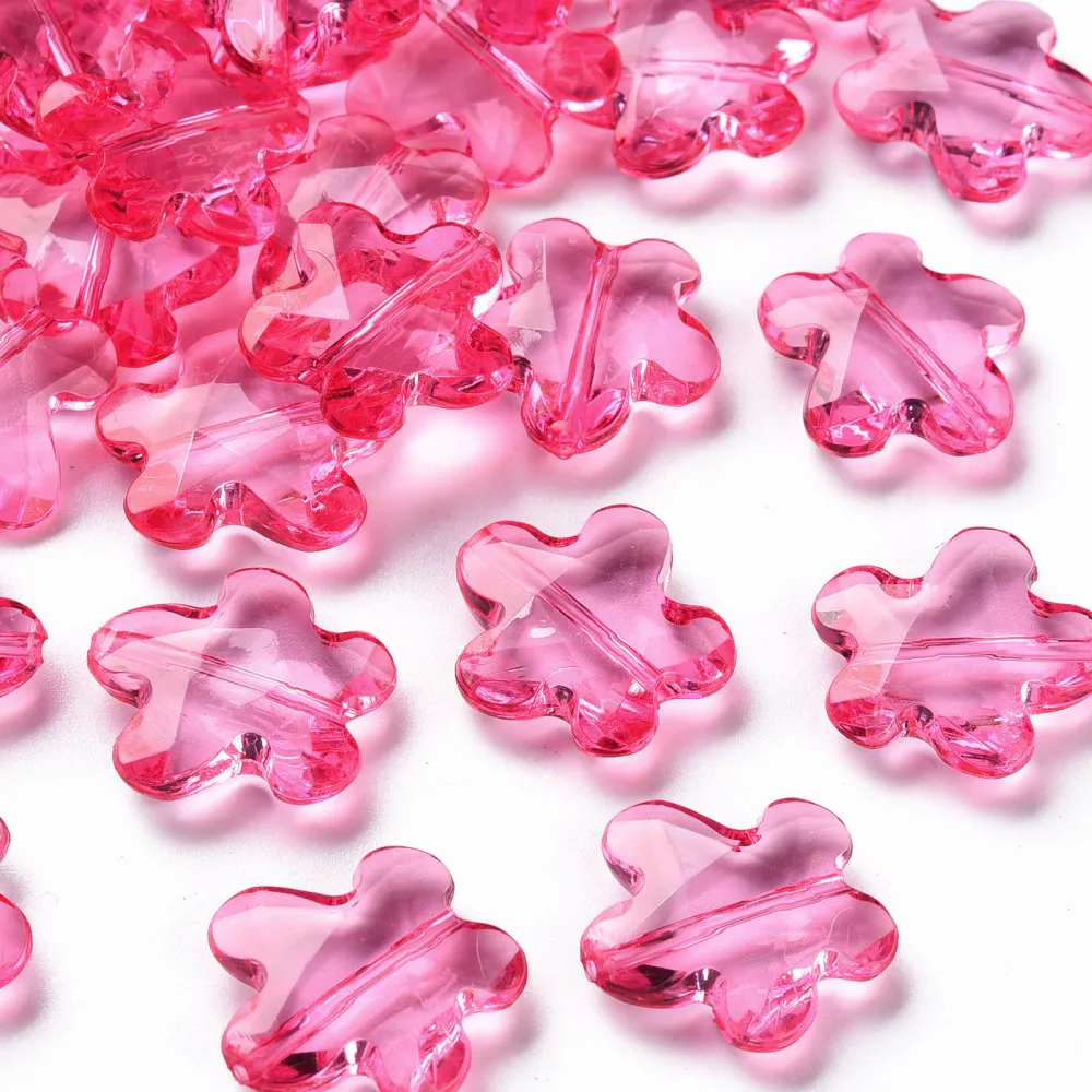

500g Transparent Acrylic Beads Faceted Flower Camellia 18.5x18.5x5.5mm Hole: 1.2mm about 470pcs/500g