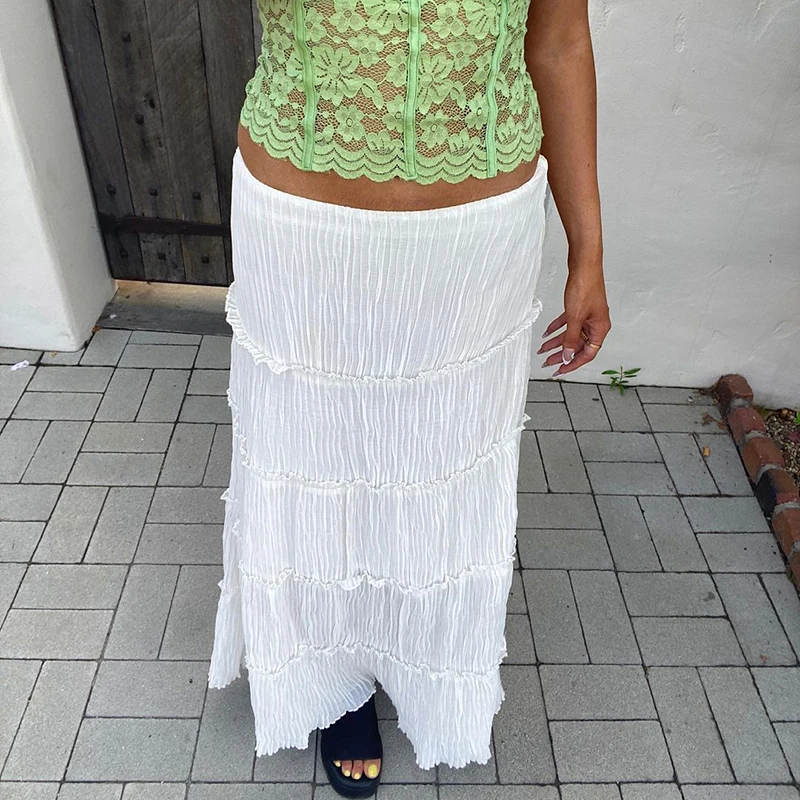 Fairycore Ruffles Trim Pleated Long Skirts Korean Fashion 00s Retro Low Waist Stright Skirt Chic Women Y2K Aesthetics Streetwear
Fairycore Ruffles Trim Pleated Long Skirts Korean Fashion 00s Retro Low Waist Stright Skirt Chic Women Y2K Aesthetics Streetwear