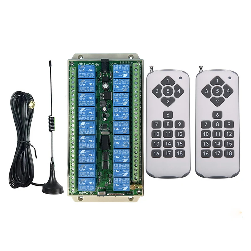 1000m DC12V 24V 18CH 433MHz Relay RF Wireless Remote Control Switch Receiver Transmitter Suction Antenna For LED Light or Motor
1000m DC12V 24V 18CH 433MHz Relay RF Wireless Remote Control Switch Receiver Transmitter Suction Antenna For LED Light or Motor