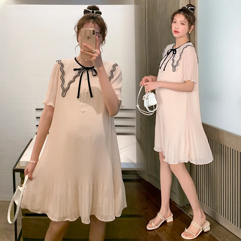 2022 Summer Apricot Maternity Dresses Short Sleeve Loose A-line Chiffon Pleated Dress Pregnancy Clothes for Pregnant Women Black
2022 Summer Apricot Maternity Dresses Short Sleeve Loose A-line Chiffon Pleated Dress Pregnancy Clothes for Pregnant Women Black