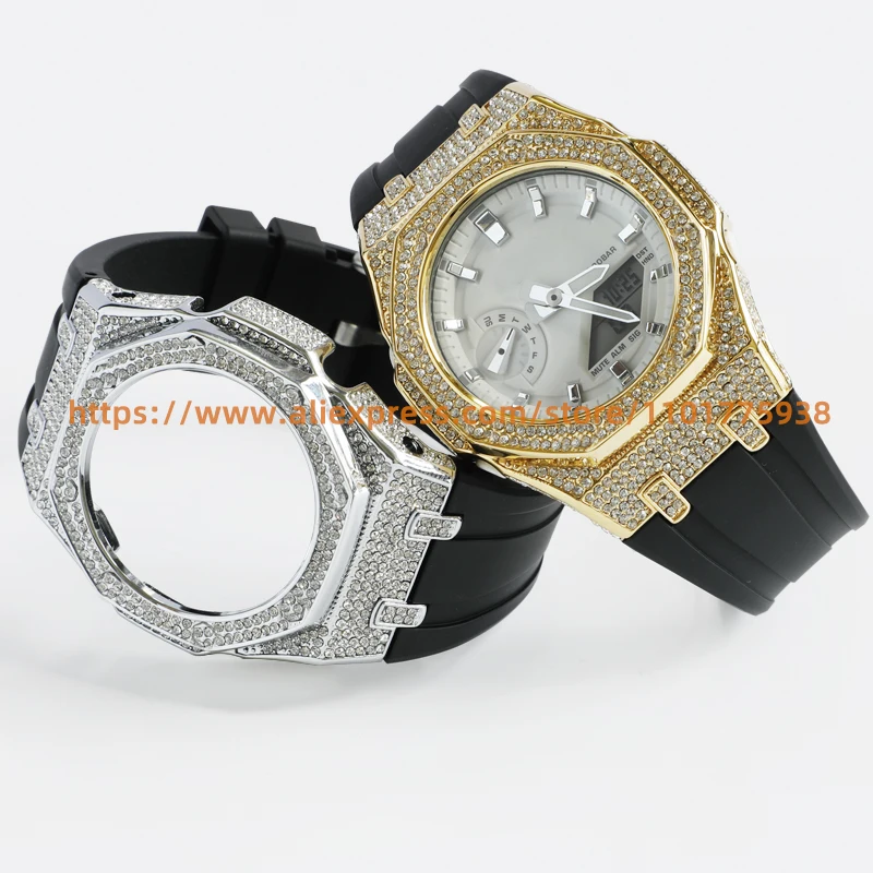 

Fit To Casio GMA-S2100 Series Watches Mod Kit Daimond Bezel Case for G Shock Gma-S2100 Rubber Strap Modification Accessories