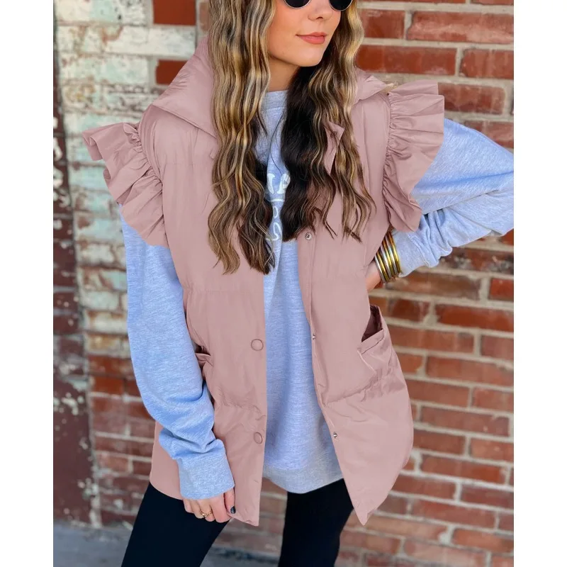 2023 Autumn Winter New Loose Pockets Cotton-Padded Coat Flying Sleeves Temperament Vest Fashion Single-Breasted Coat 
2023 Autumn Winter New Loose Pockets Cotton-Padded Coat Flying Sleeves Temperament Vest Fashion Single-Breasted Coat