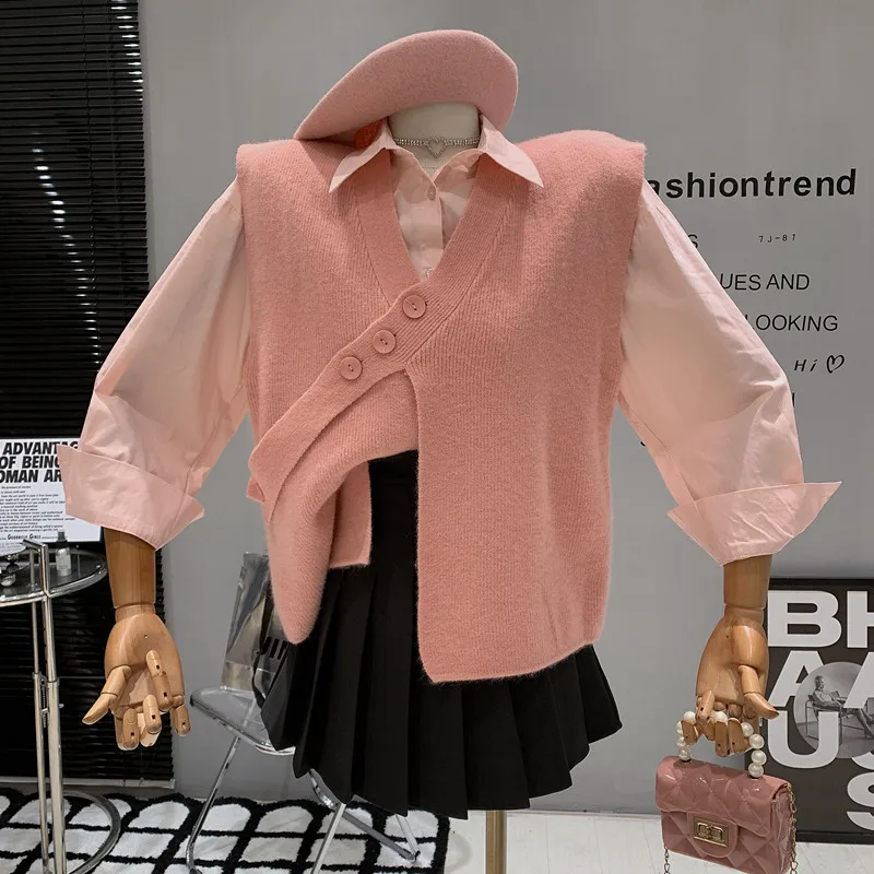 New in Women's Clothing 2022 Autumn Irregular design knitting sweater vest with Long sleeve shirt top Set
New in Women's Clothing 2022 Autumn Irregular design knitting sweater vest with Long sleeve shirt top Set
