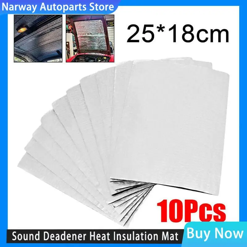 

10Pcs 5mm Car Sound Deadener Heat Insulation Mat Car Van Noise Proofing Deadening Insulation Car Hood Insulation Silent 25x18CM