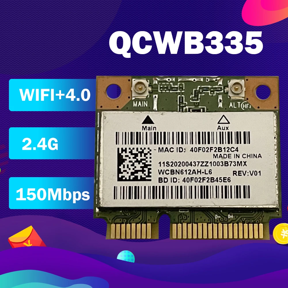 Qualcomm Atheros AR9565 QCWB335 половинная мини PCIe BT4.0 беспроводная карта 11S2020437 для Lenovo S400 S500 S410P