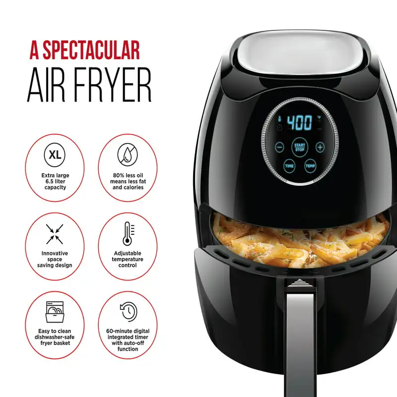 6.5 Liter Rapid Temperature Controlling Air Fryer W/ Flat Basket Freidora de aire sin aceite l Airfryer free shipping Air fryer
6.5 Liter Rapid Temperature Controlling Air Fryer W/ Flat Basket Freidora de aire sin aceite l Airfryer free shipping Air fryer