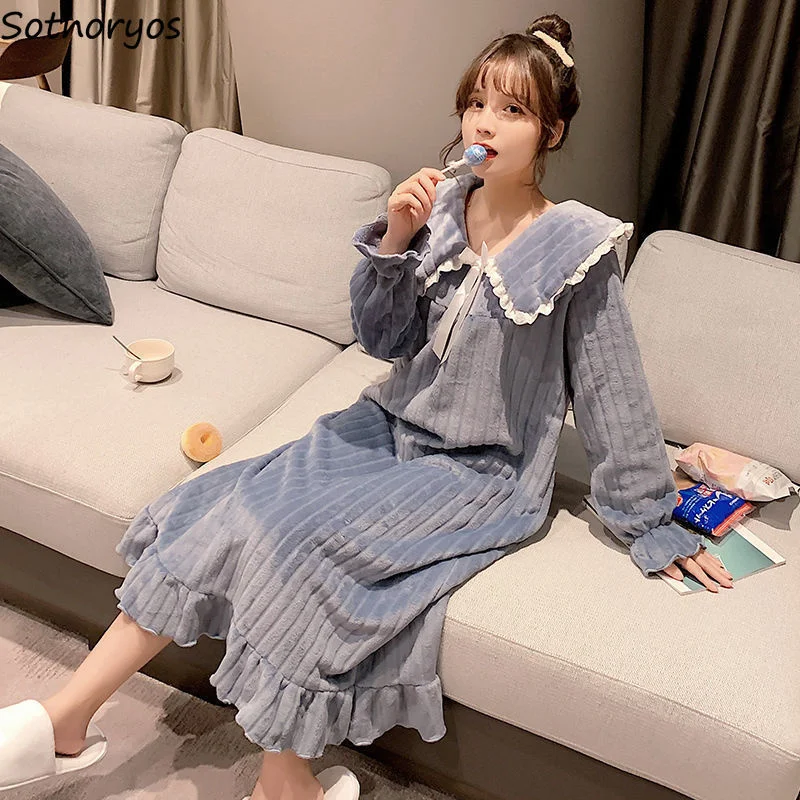 Фланелевые ночные рубашки, женские зимние милые пижамы до икры, повседневная домашняя одежда для девочек, милая Лоскутная одежда с длинными...
Фланелевые ночные рубашки, женские зимние милые пижамы до икры, повседневная домашняя одежда для девочек, милая Лоскутная одежда с длинными...