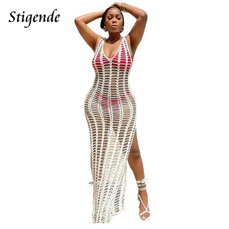 Stigende Sexy Mesh Fishnet Beach Cover Up Dress Women Side Split Crochet Sundress Sleeveless Hollow Out Summer Swimwear Swimsuit
Stigende Sexy Mesh Fishnet Beach Cover Up Dress Women Side Split Crochet Sundress Sleeveless Hollow Out Summer Swimwear Swimsuit