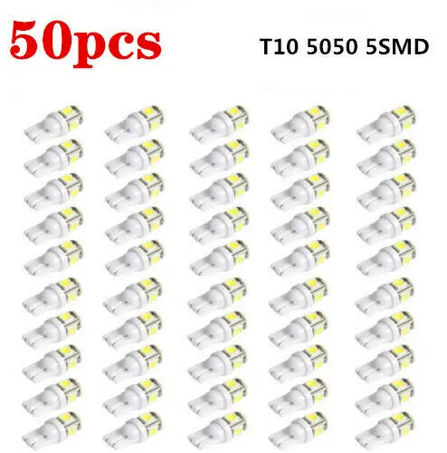 50PCS Led Car Lamp DC 12v Lampada Light T10 5050 Super White 194 168 w5w T10 Led Parking Bulb Auto Wedge Clearance Interior Lamp
50PCS Led Car Lamp DC 12v Lampada Light T10 5050 Super White 194 168 w5w T10 Led Parking Bulb Auto Wedge Clearance Interior Lamp
