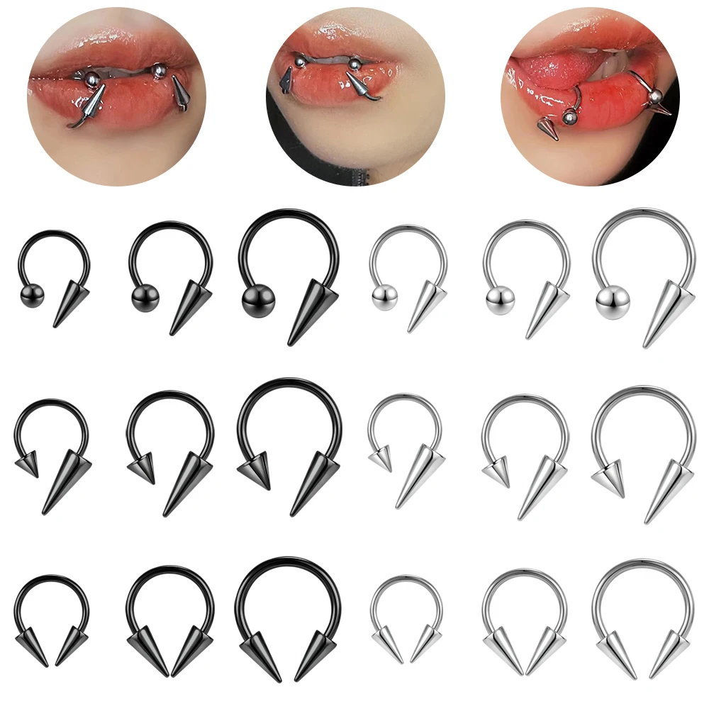 ZS 16G 3-9PCS Spike Septum Ring Stainless Steel Horseshoe Nose Piercing Cone Side Labret Rings Black Color Tragus Helix Earring
ZS 16G 3-9PCS Spike Septum Ring Stainless Steel Horseshoe Nose Piercing Cone Side Labret Rings Black Color Tragus Helix Earring