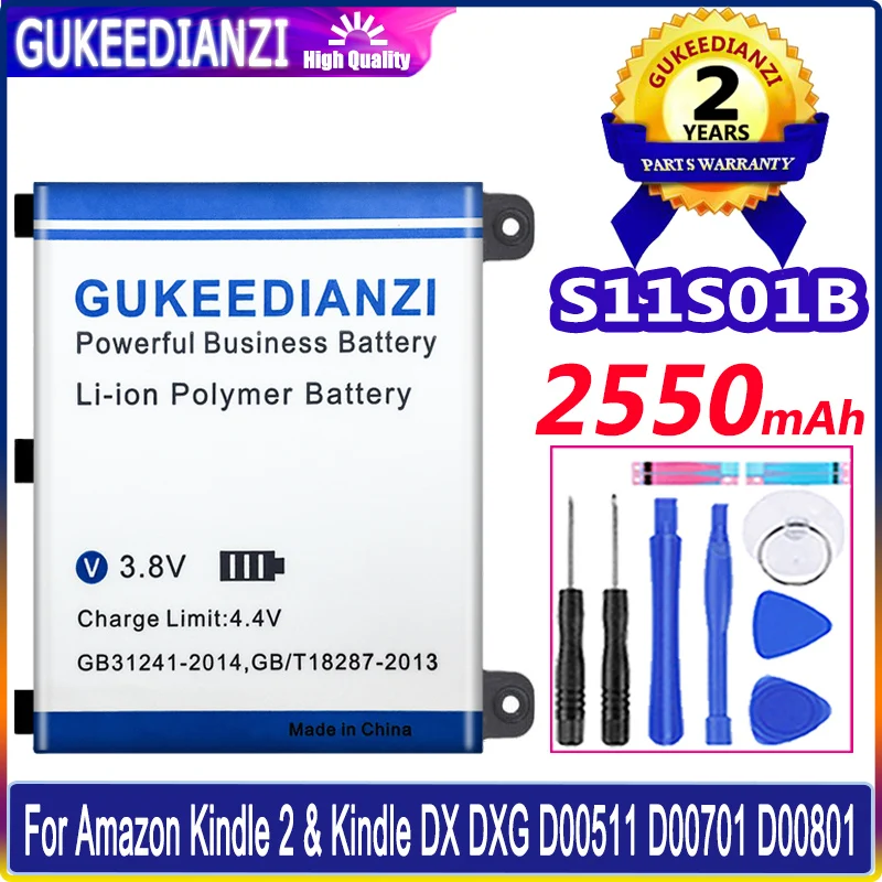 

S11S01B Battery For Amazon Kindle 2 DX DXG S11S01A 170-1012-00 B003B0A294563B74 D00701 D00611 D00511 D00801 New 2550mAh Battery