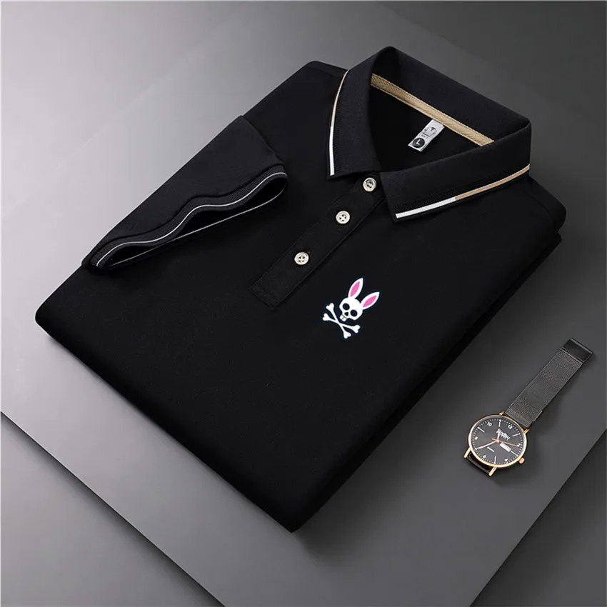 

New Polo Shirt For Men Summer Cotton T-shirt Lapel Short Sleeve Fashion Micro Standard Ghost Rabbit Print Polo Shirt Top