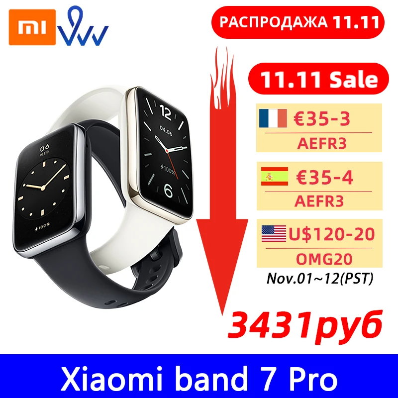 Оригинальный Смарт-браслет Xiaomi Mi Band 7 Pro с GPS фитнес-трекер AMOLED-экраном для