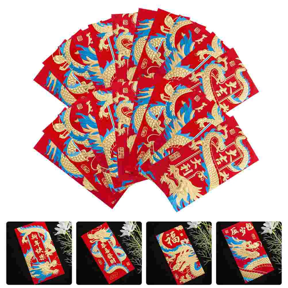 

24pcs Adorable Money Packets Money Storage Bags Spring Festival Pockets Festival Accessory Red envelope 2024