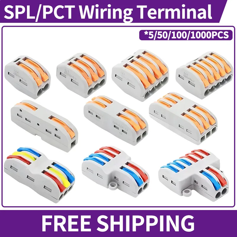 

10/1000PCS Quick Universal Terminal PCT-212/3/4/5/8 222 223 2P3P4P5P8P Soft and Hard Wire Crimping Cap SPL-1/2/3 SPL-42/62/82/93