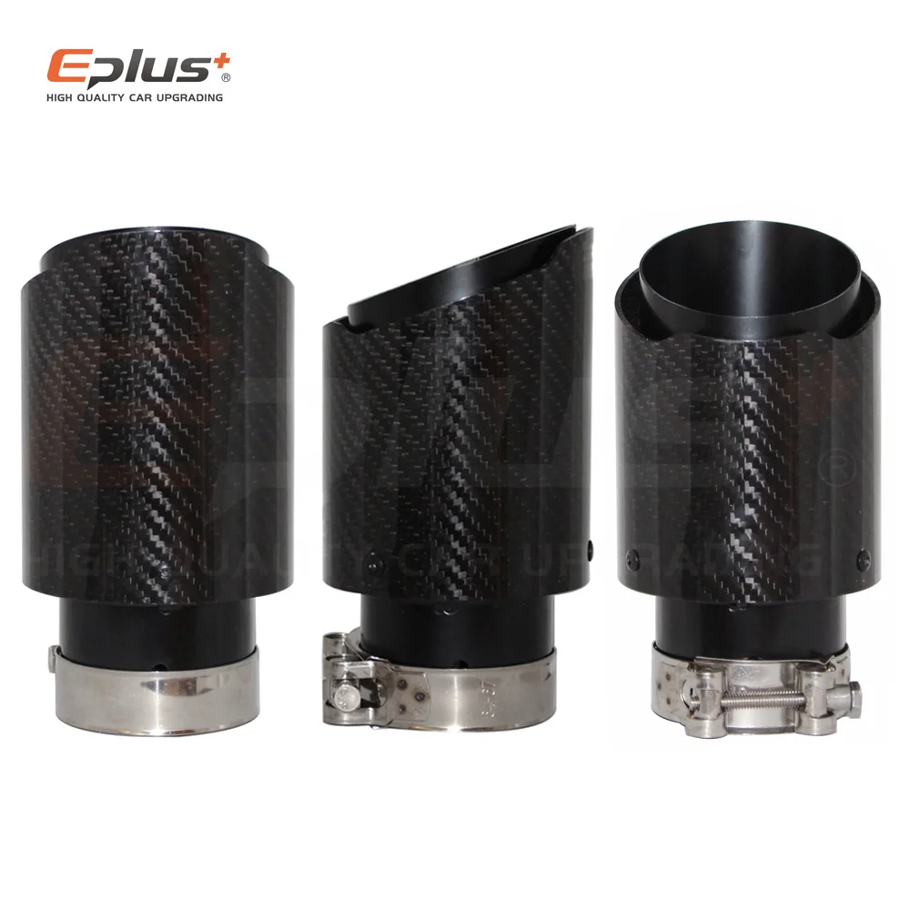 

Car Carbon Fibre Glossy Exhaust System Muffler Pipe Tip Straight Universal Black Stainless Mufflers Decorations For Akrapovic