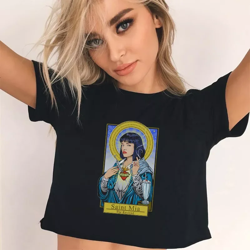 2023NEW Pulp Fiction T-shirt Female Harajuku Kawaii Quentin Tarantino Mia Wallace Graphic Tees Tops Crop Top T Shirt Women
2023NEW Pulp Fiction T-shirt Female Harajuku Kawaii Quentin Tarantino Mia Wallace Graphic Tees Tops Crop Top T Shirt Women