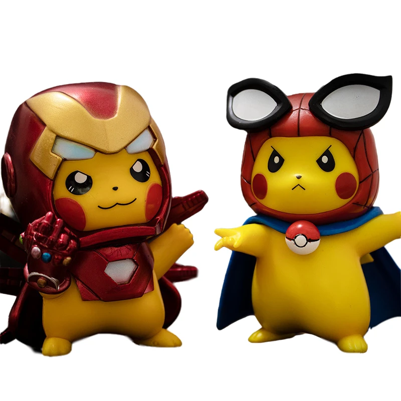 

Новые модели TAKARA TOMY Pokemon Kawaii Pikachu Cos, Фигурка Человека-паука из ПВХ, фигурка героев аниме Marvel Мстители, игрушки, подарки для детей