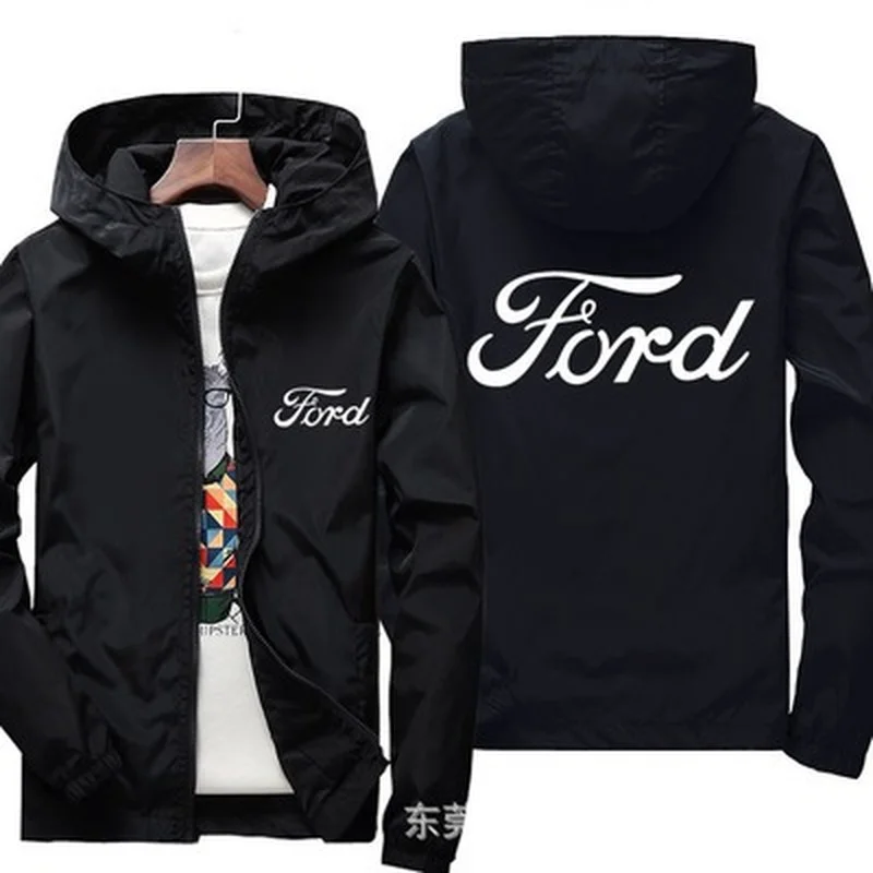 New Spring Autumn Men's Thin Ford Logo Casual Zippered Hooded Jacket Windproof Coat Long Sleeved Zipper Top 5 Colors 
New Spring Autumn Men's Thin Ford Logo Casual Zippered Hooded Jacket Windproof Coat Long Sleeved Zipper Top 5 Colors