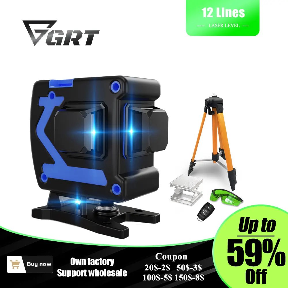 GRT 3D 12 Lines Laser Level Self-Leveling 360 Horizontal And Vertical Cross Blue Laser Beam Lines Nivel láser лазерный уровень
GRT 3D 12 Lines Laser Level Self-Leveling 360 Horizontal And Vertical Cross Blue Laser Beam Lines Nivel láser лазерный уровень